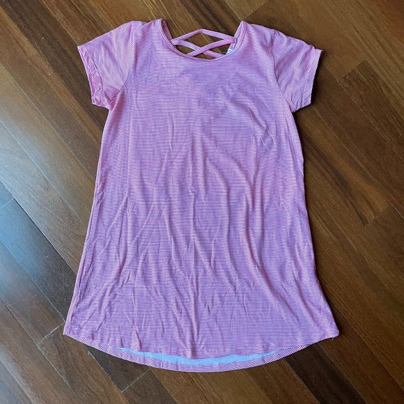 Poof Girl Sz L (10-12) Swimsuit CoverUp - Pink / White Striped - Picture 1 of 6